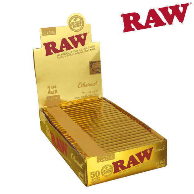 RAW Ethereal Rolling Papers | Size: 1 1/4 | 24 Pack Box