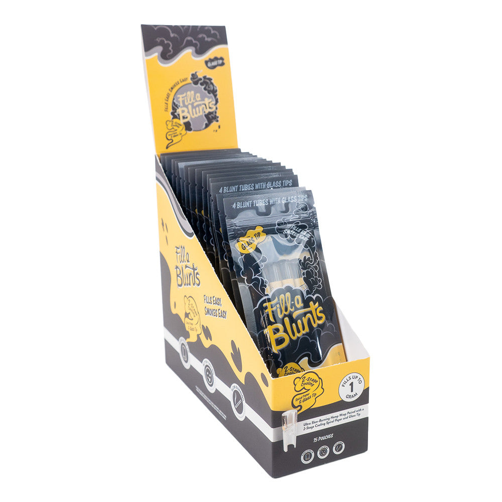 Fill-a Blunts | 1 Gram | King Size Pre-Rolled Blunt Tubes | Glass Filter Tips | 15 Pack Box