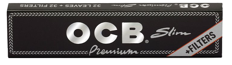 OCB Black Premium Rolling Papers + Filter Tips | Size: King Size Slim | 32 Pack Box