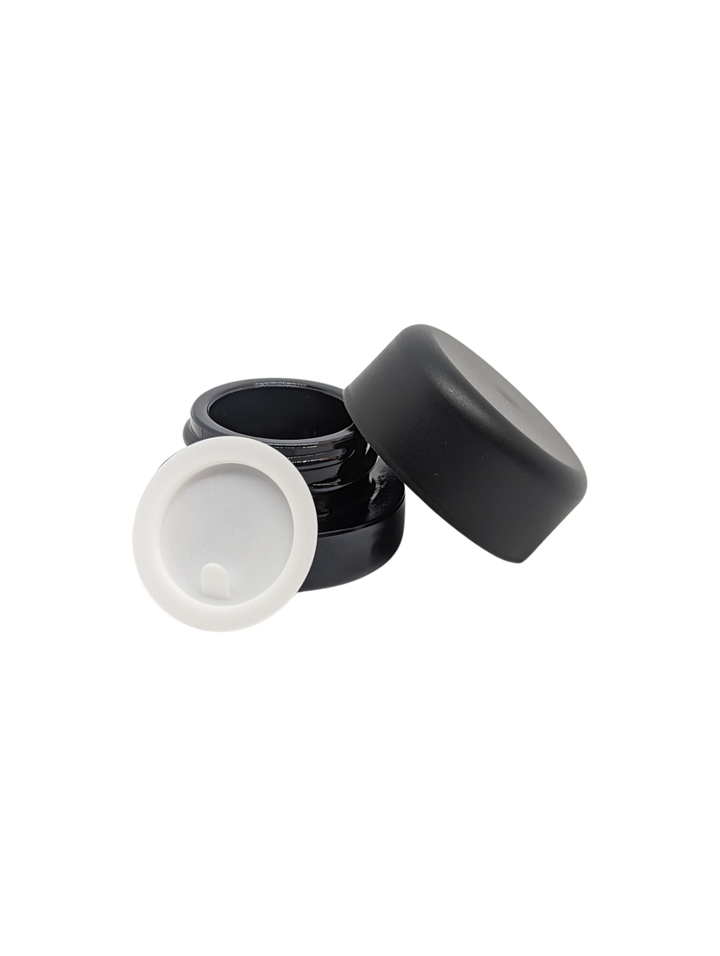 5ml Round Glass Shoulderless Screw Top Jars | Child Resistant Lid | Black Glass, Black Lid | 100pc Carton