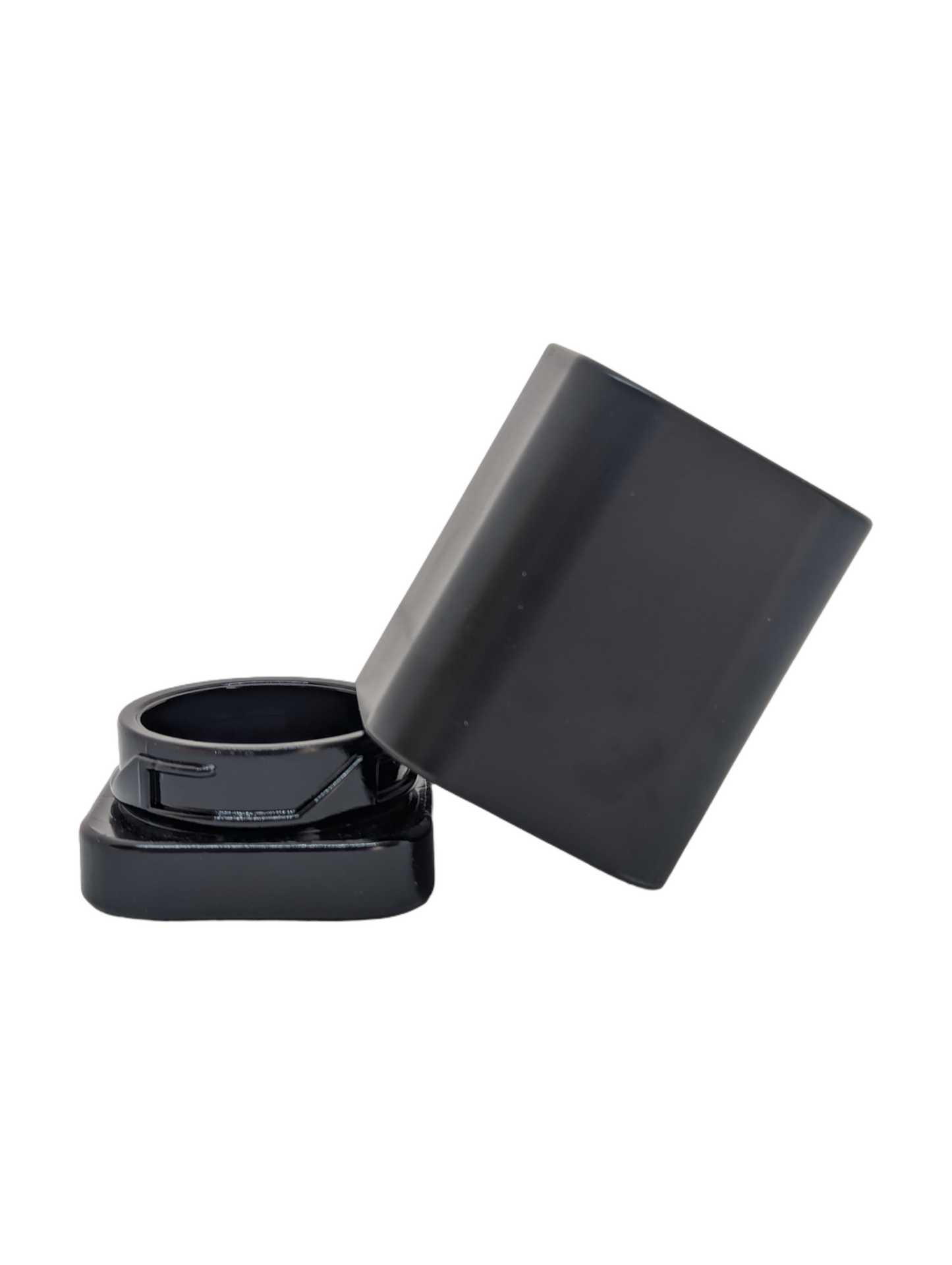 THE LOGIC | 9ml Square Glass Tall Shoulderless Screw Top Jars | Child Resistant Lid | Black Glass, Tall Black Lid | 250pc Carton