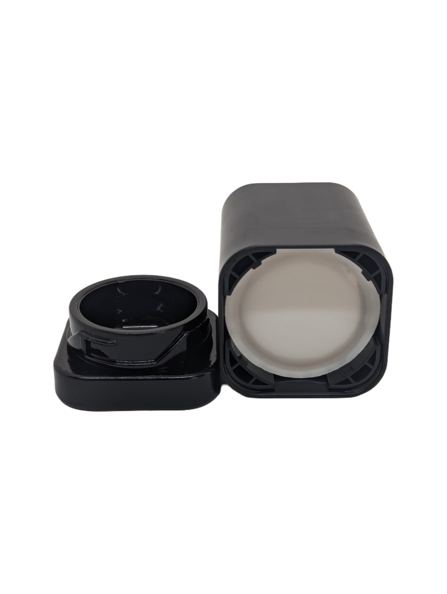 THE LOGIC | 9ml Square Glass Tall Shoulderless Screw Top Jars | Child Resistant Lid | Black Glass, Tall Black Lid | 250pc Carton