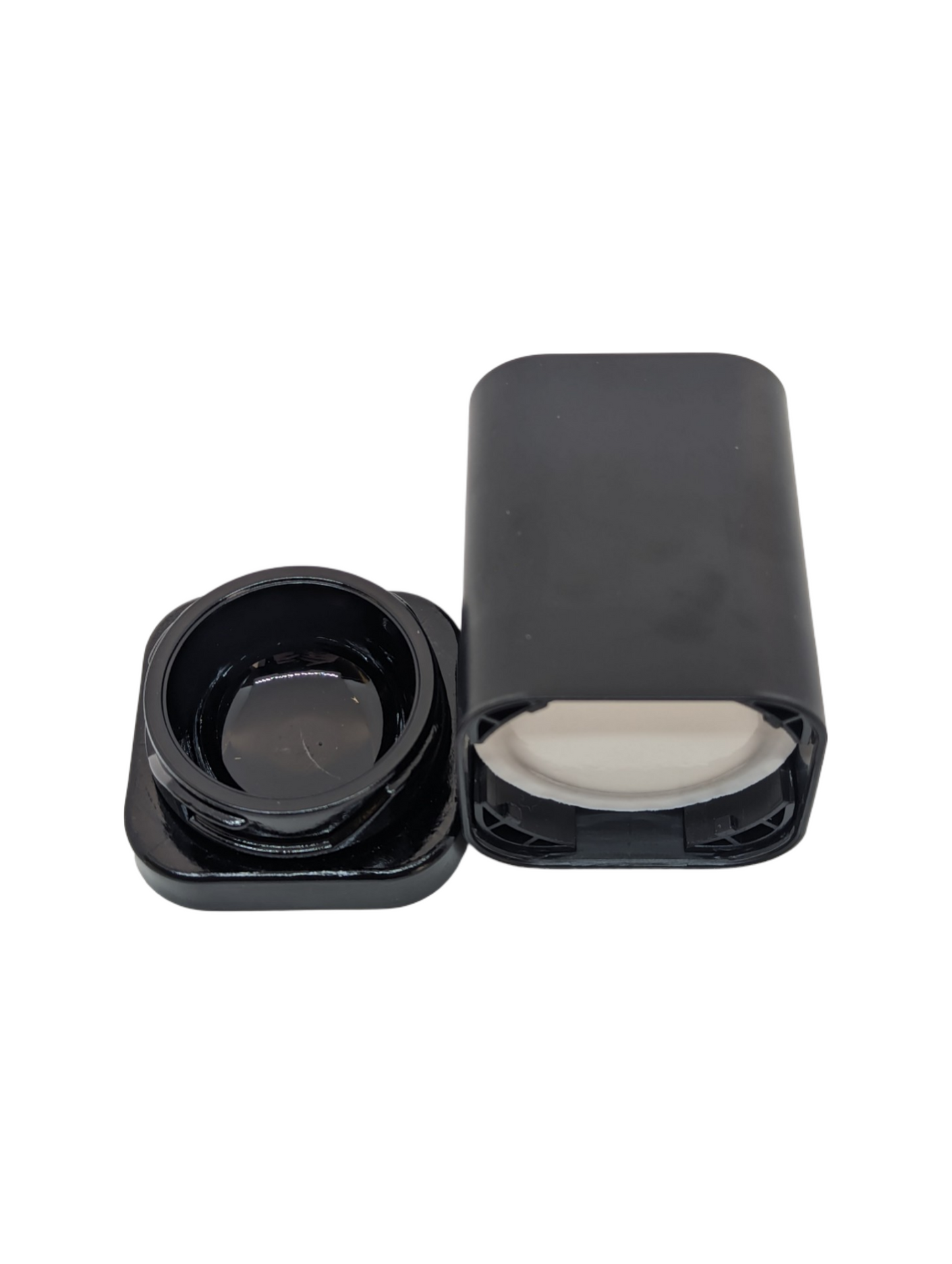 THE LOGIC | 9ml Square Glass Tall Shoulderless Screw Top Jars | Child Resistant Lid | Black Glass, Tall Black Lid | 250pc Carton