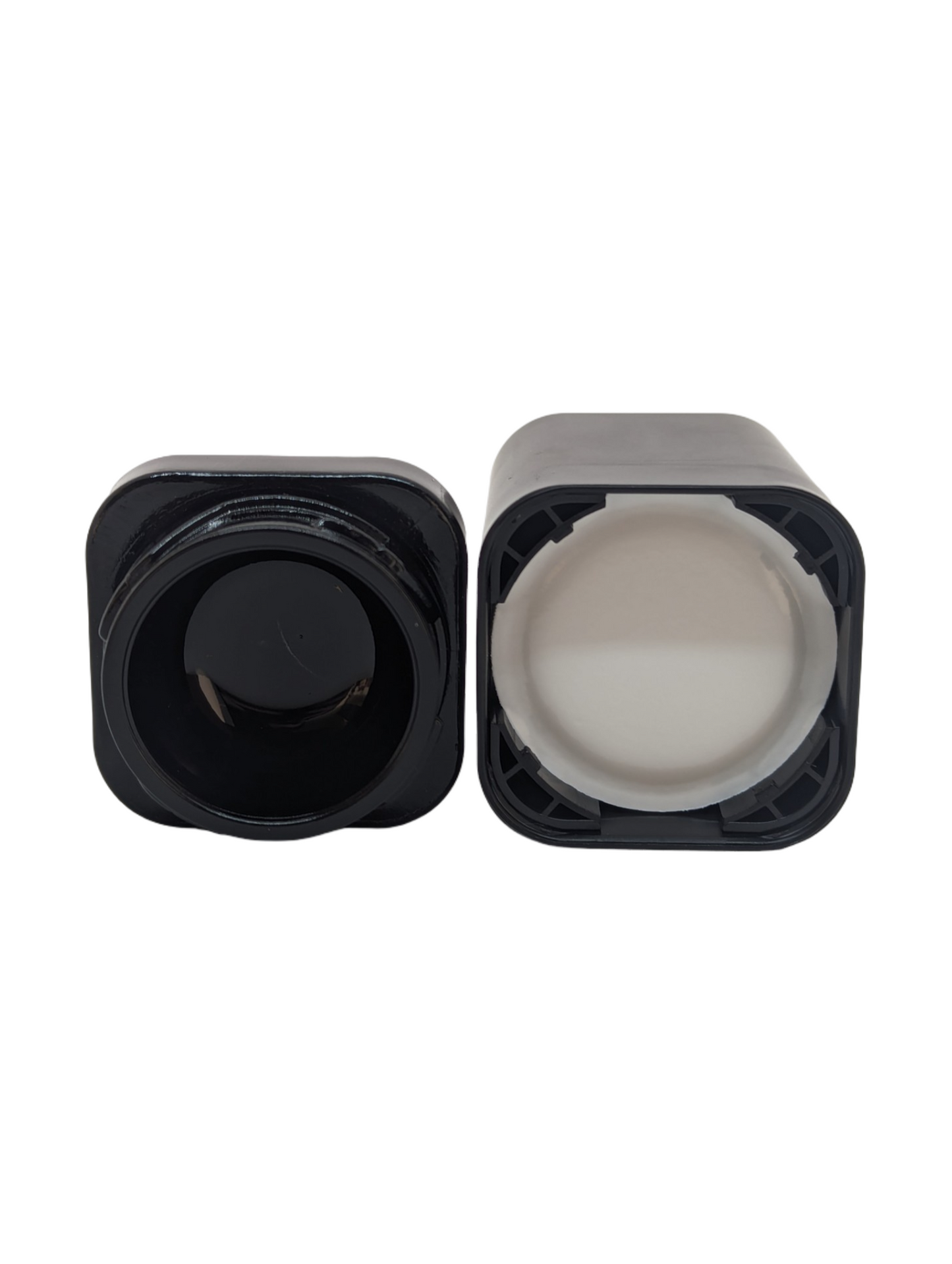 THE LOGIC | 9ml Square Glass Tall Shoulderless Screw Top Jars | Child Resistant Lid | Black Glass, Tall Black Lid | 250pc Carton