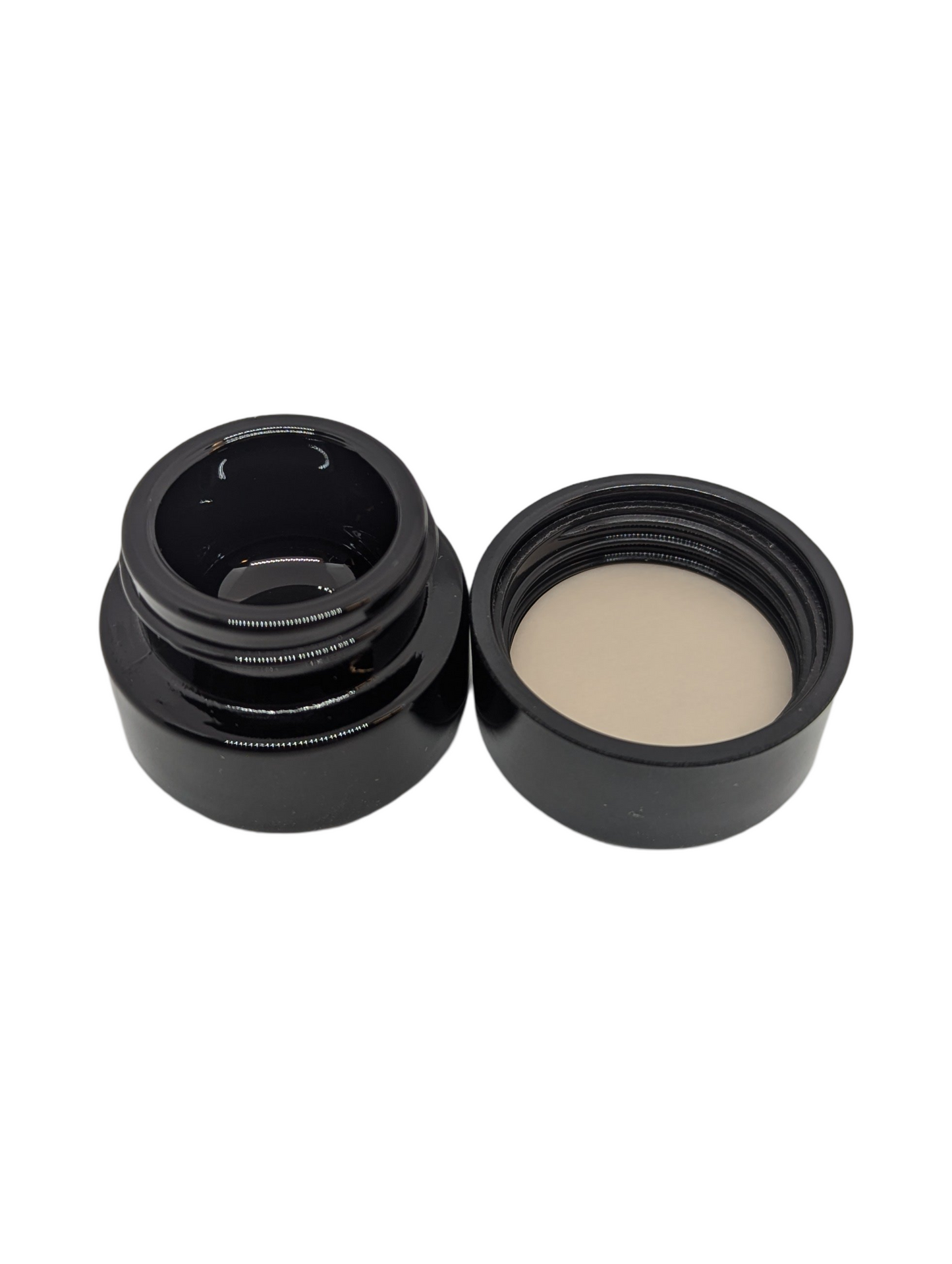 5ml BAKELITE Round Glass Shoulderless Screw Top Jars | Child Resistant Lid | Black Glass, Black Lid | 100pc Carton