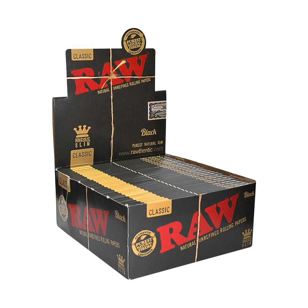 RAW Black King Size Slim Rolling Papers | 50 Pack Box