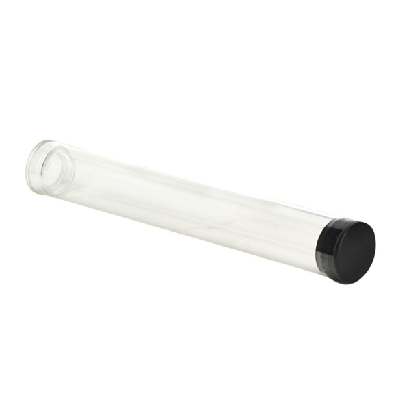 Plastic Tube for Vape Cartridges 13mm x 84mm | Black Cap | 100pc Pack