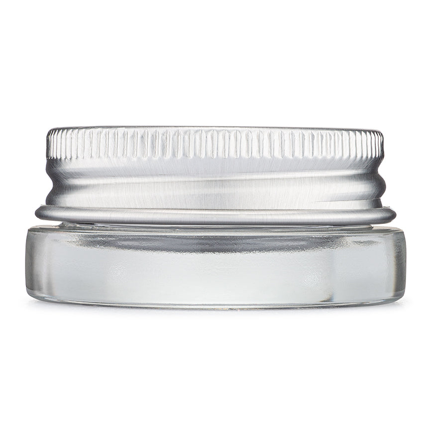 7 ml Glass Jars | Shoulderless & Screw Top For Concentrate | Silver Aluminum Cap | 250pc Carton