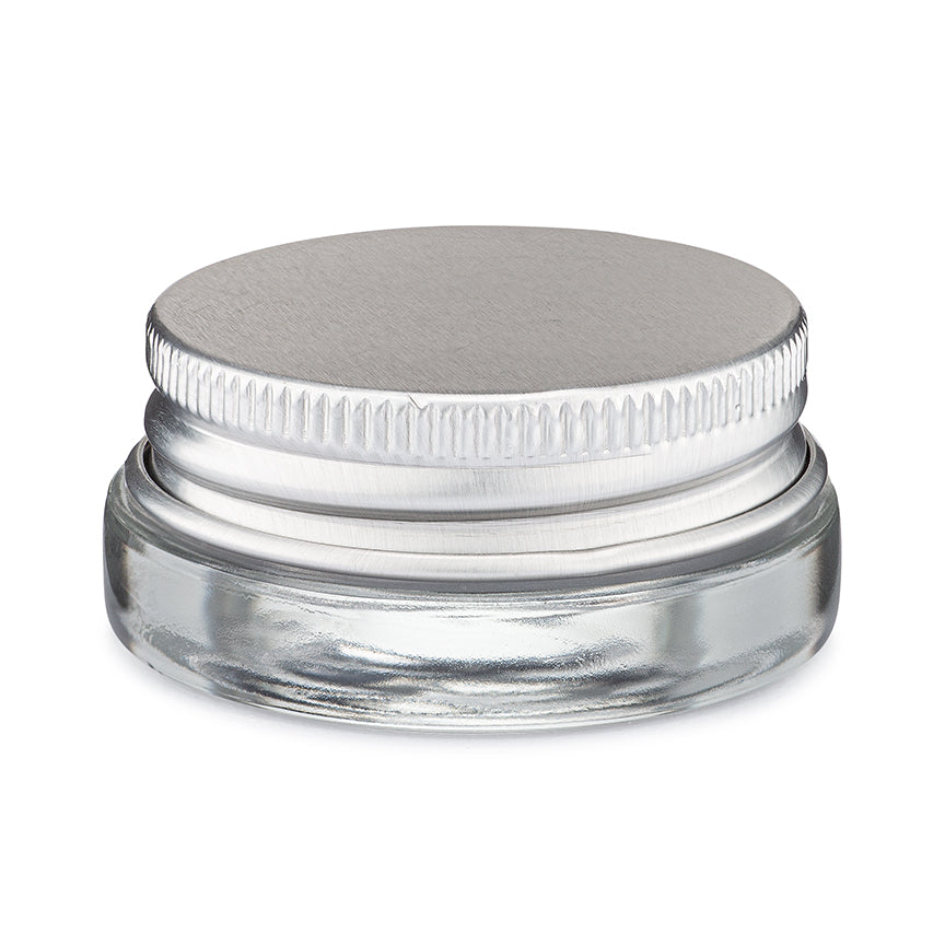 7 ml Glass Jars | Shoulderless & Screw Top For Concentrate | Silver Aluminum Cap | 250pc Carton