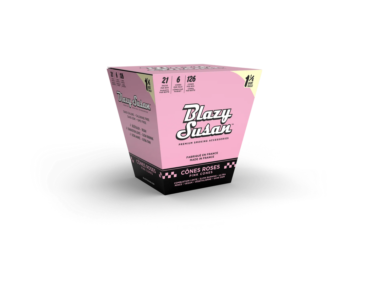 Blazy Susan | Pre-Rolled Pink 1 1/4 Size Cones | 6 Cones Pack | 21 Pack Box