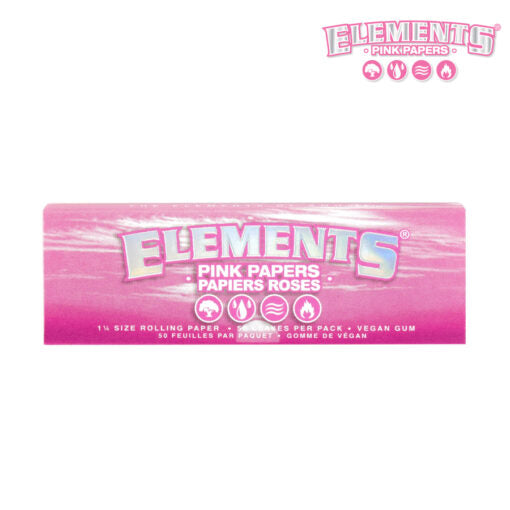 Elements Pink Rolling Papers | 1 1/4 Size | 25 Pack Box