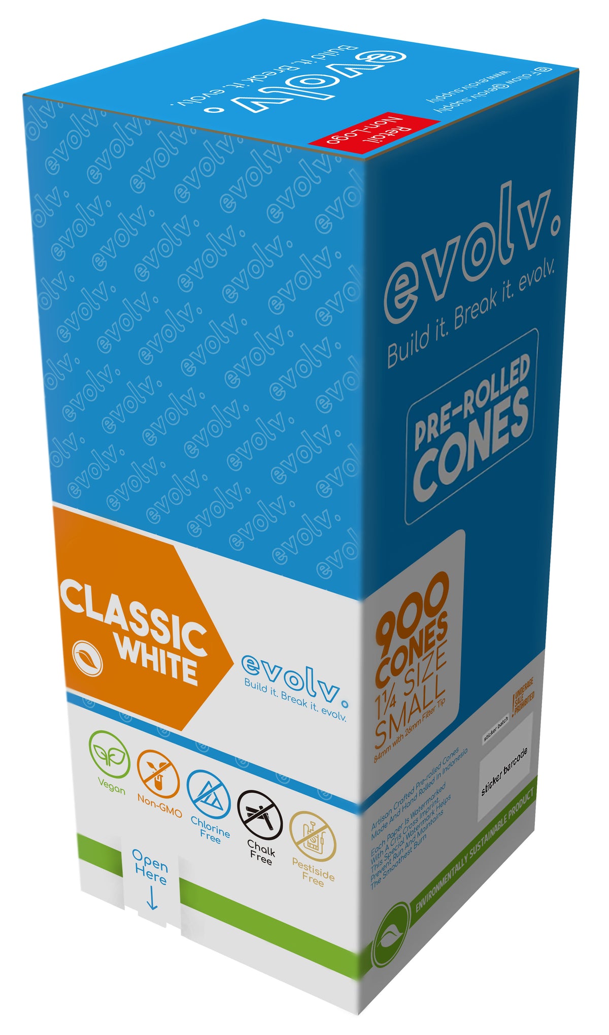 EVOLV Classic White Pre-Rolled Cones 1 1/4 | 900/Pack