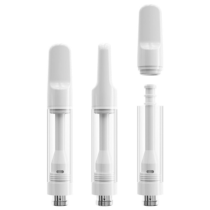 EVOLV 1.0ml Full Ceramic Core/ Glass Body Press-on Vaporizer Cartridge | White (HC Compliant) | 100 Pack