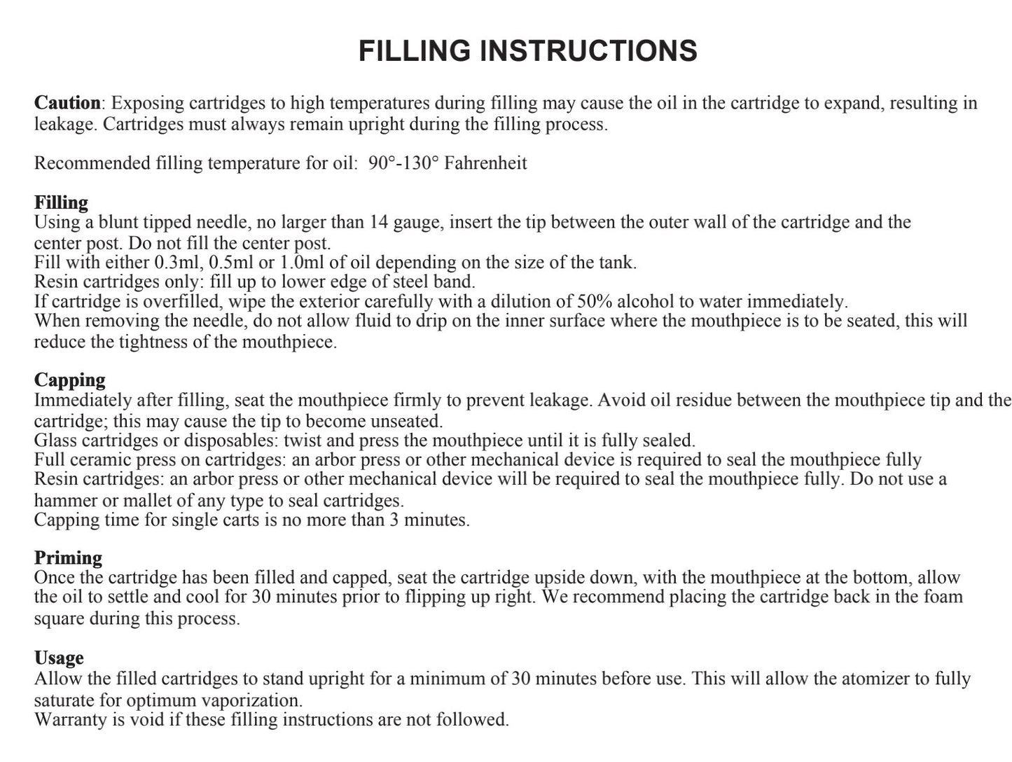 Glass Vaporizer Cartridge /w Ceramic Coil & 2mm hole | White Tip | 100 Pack