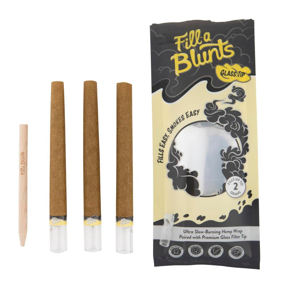 Fill-a Blunts | 2 Gram | Fatty Size Pre Rolled Blunt Tubes | Glass Filter Tips | 15 Pack Box