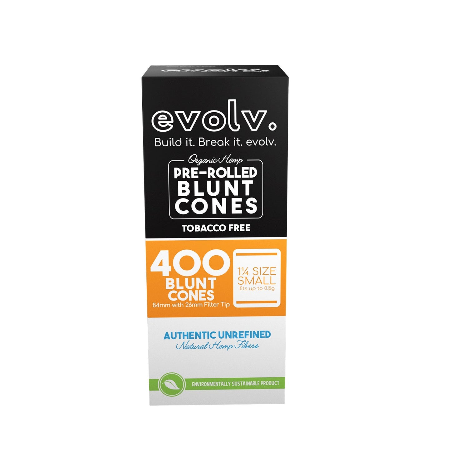 Evolv Pre-Rolled Blunt Cones | 1 1/4 Size: 84mm/ 26mm | 400/Pack