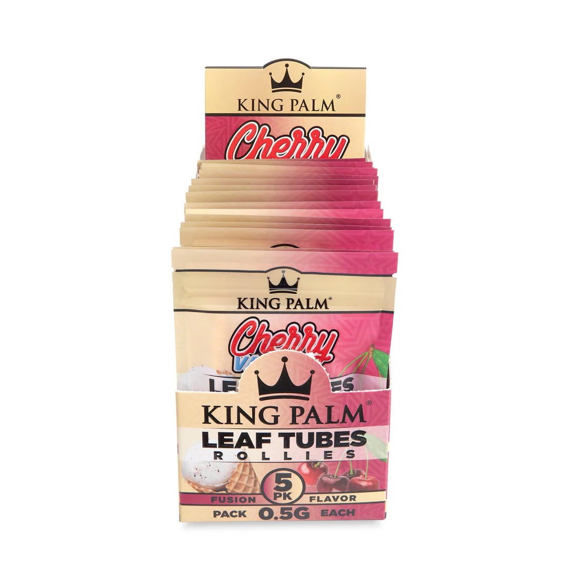 King Palm Wraps | Rollie Size Pre-Rolled Cones | Cherry Vanilla | 15 Pack Box