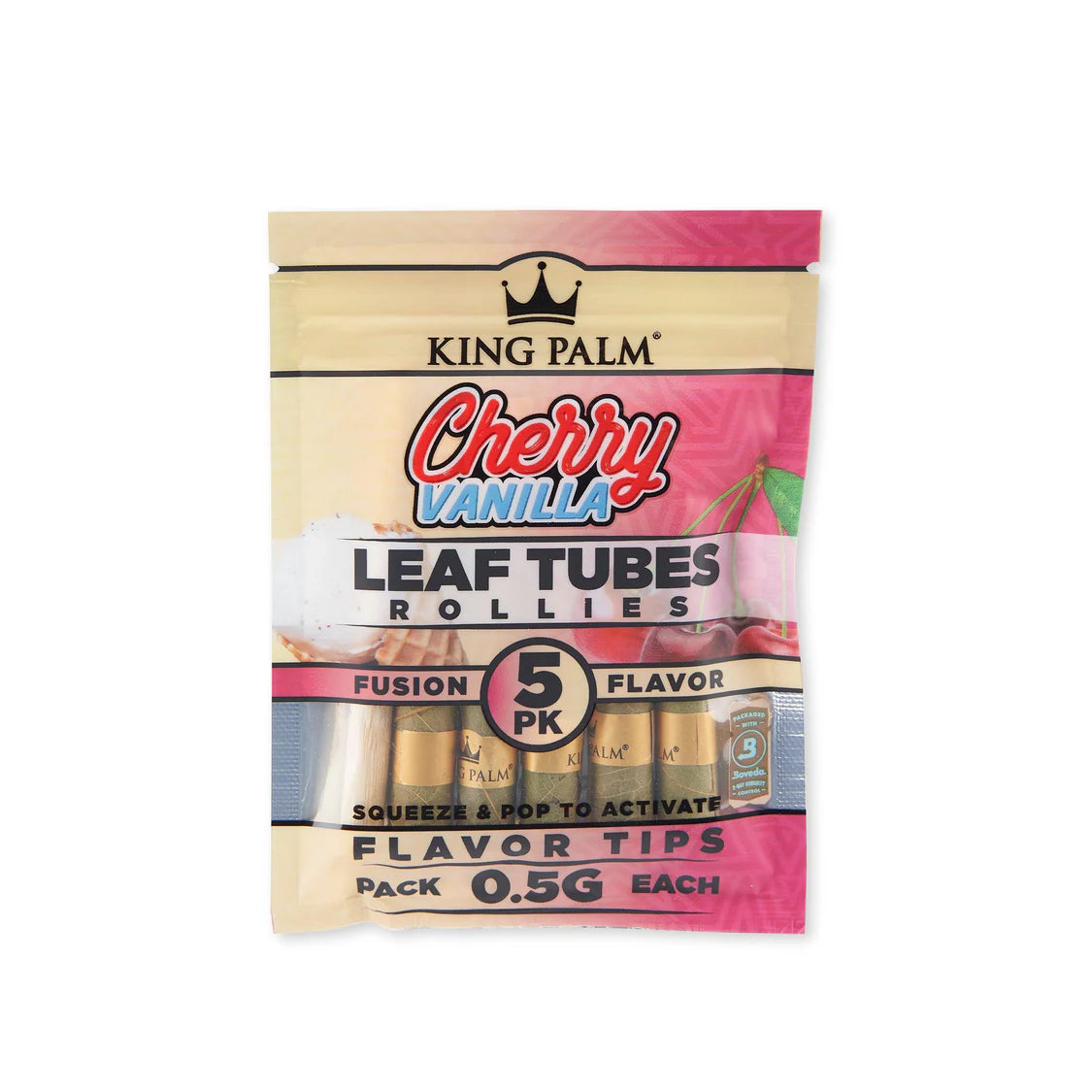 King Palm Wraps | Rollie Size Pre-Rolled Cones | Cherry Vanilla | 15 Pack Box
