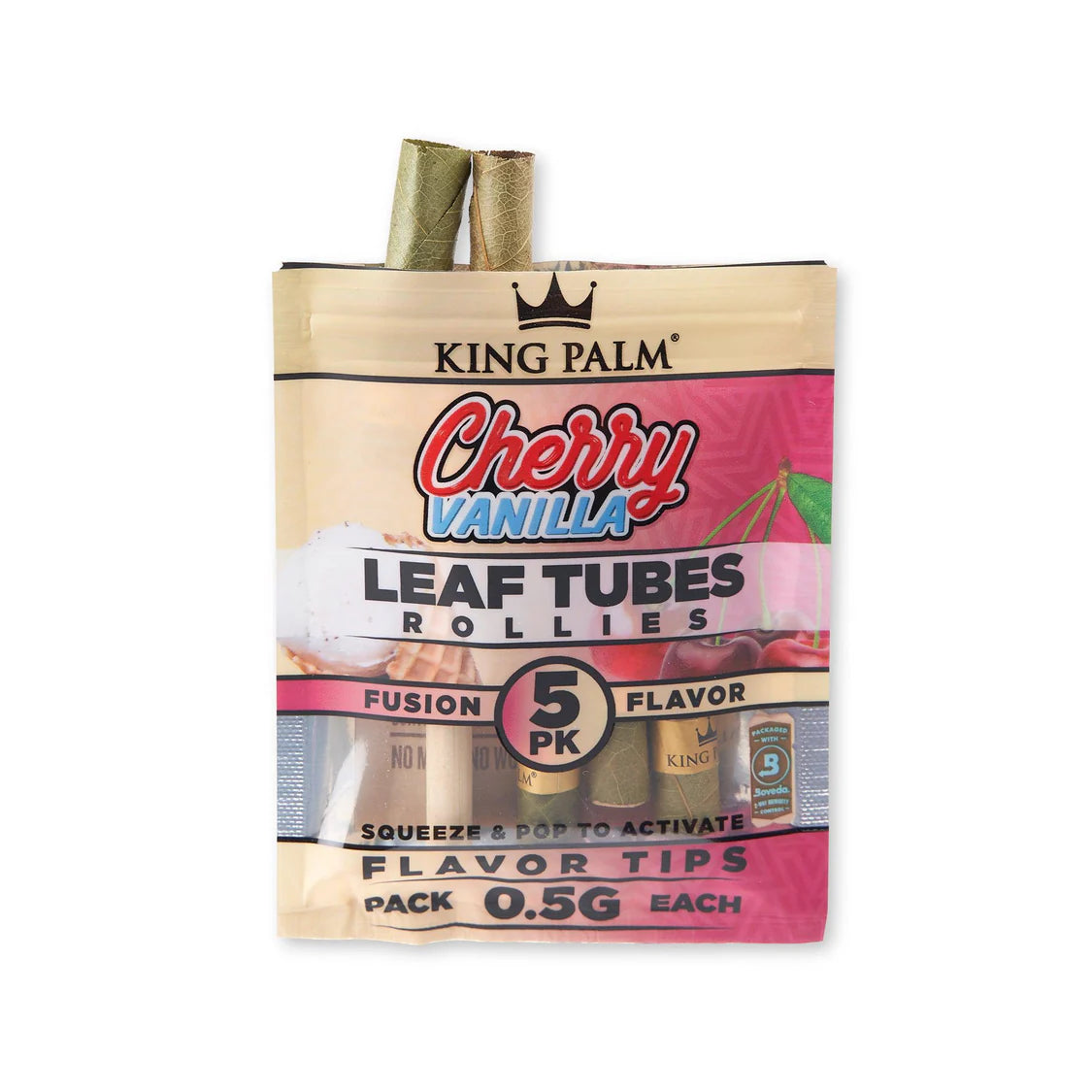 King Palm Wraps | Rollie Size Pre-Rolled Cones | Cherry Vanilla | 15 Pack Box