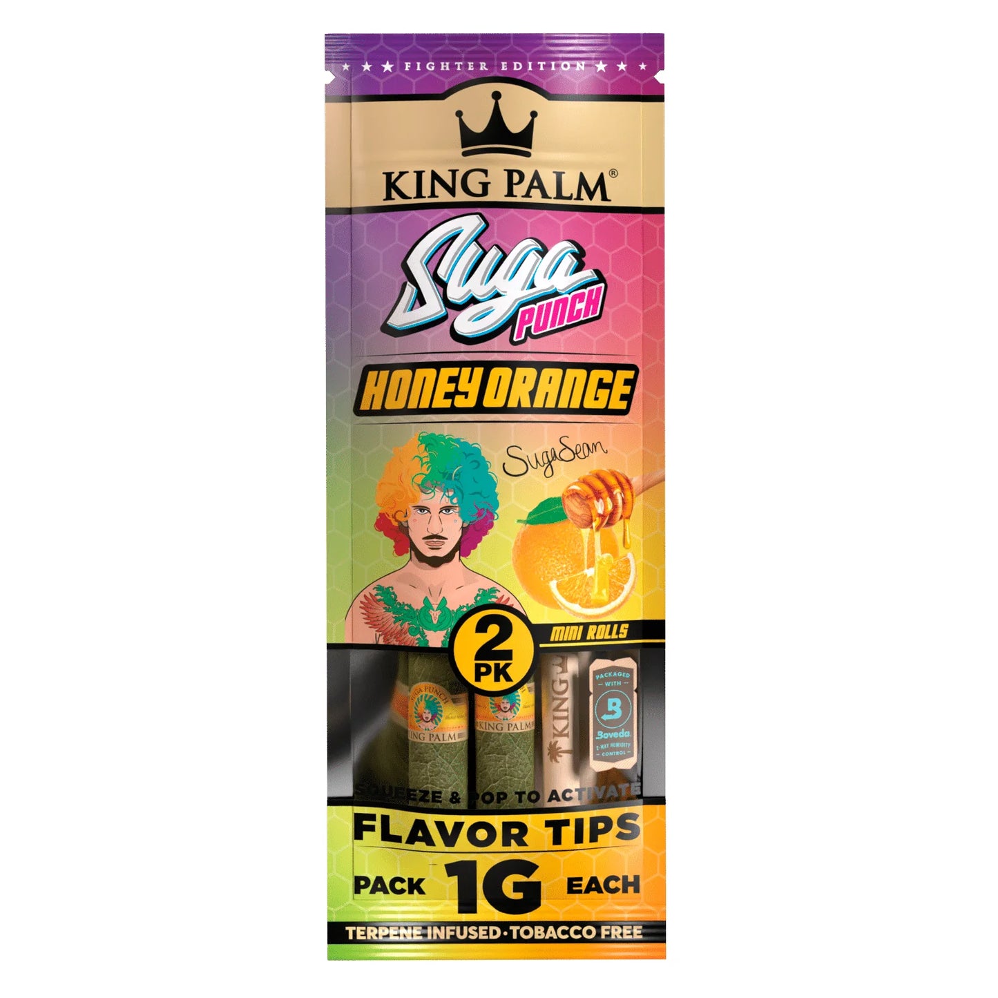 King Palm Wraps | Mini Pre-Rolled Cones | Suga Punch Honey Orange | 20 Pack Box