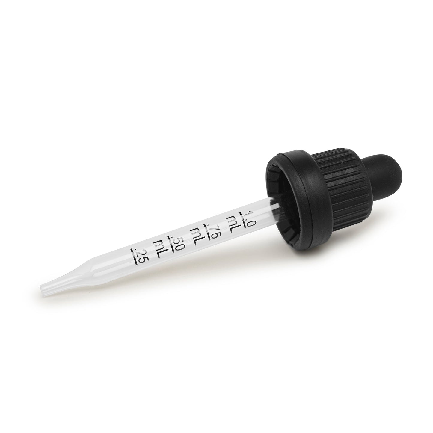 30ml Glass Dropper Bottles w/Measurement & Tamper Proof Lid | Amber Bottle & Black Cap | 120pc Carton