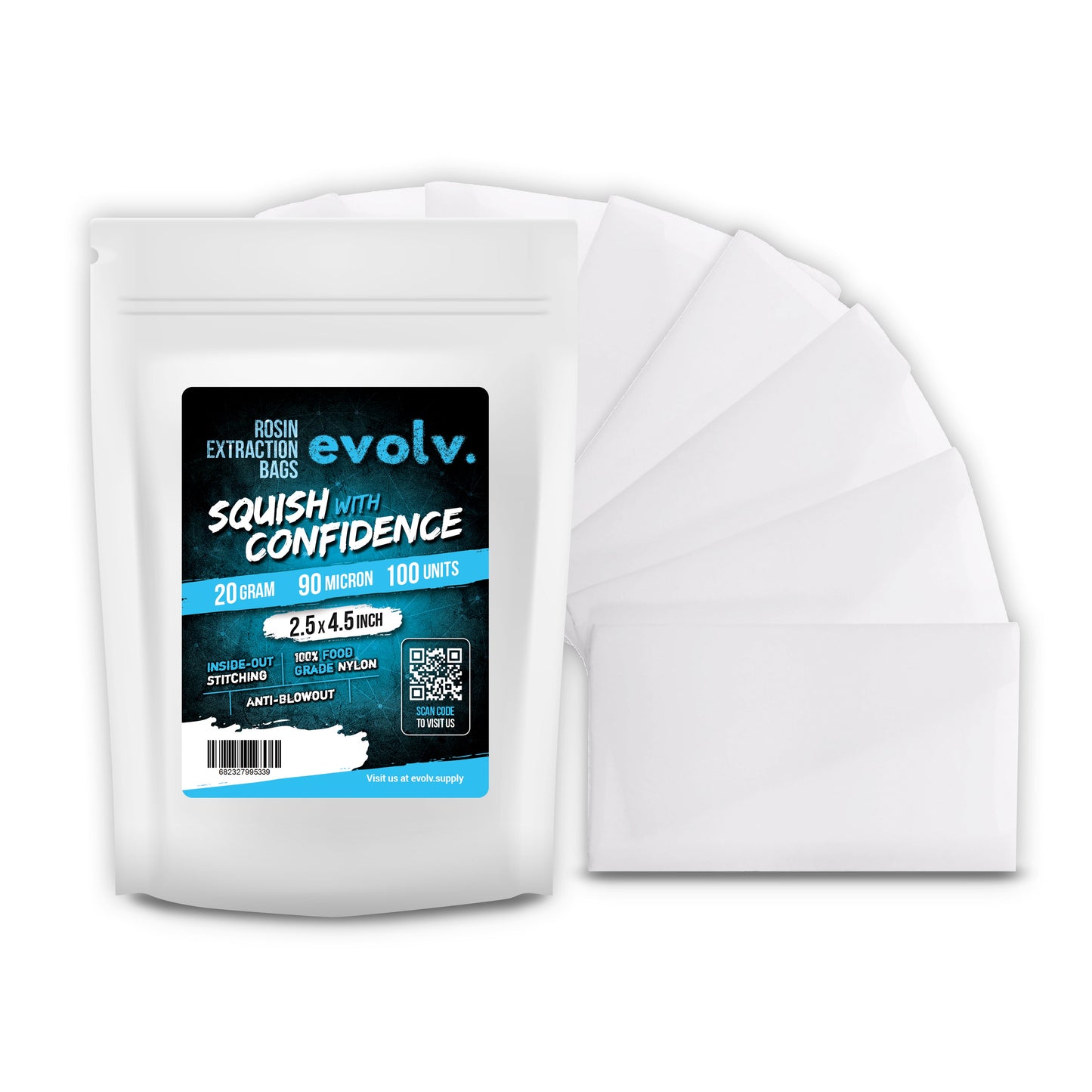 EVOLV Rosin Press Bags | 2.5" x 4.5" | 90u Micron | 100pc Pack