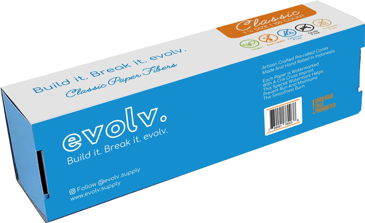 EVOLV Classic Brown Pre-Rolled Cones 1 1/4 | 100/Pack