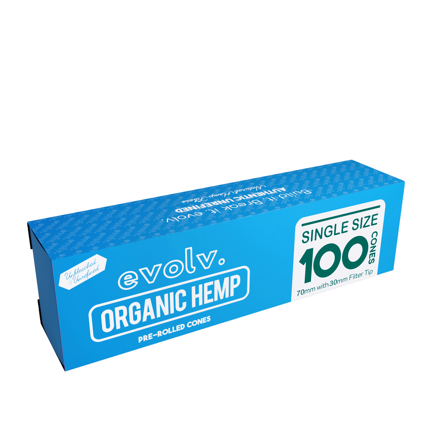 EVOLV Organic Hemp Pre-Rolled Cones | Single Size (Dog Walker) | 70mm/30mm | 100/Pack