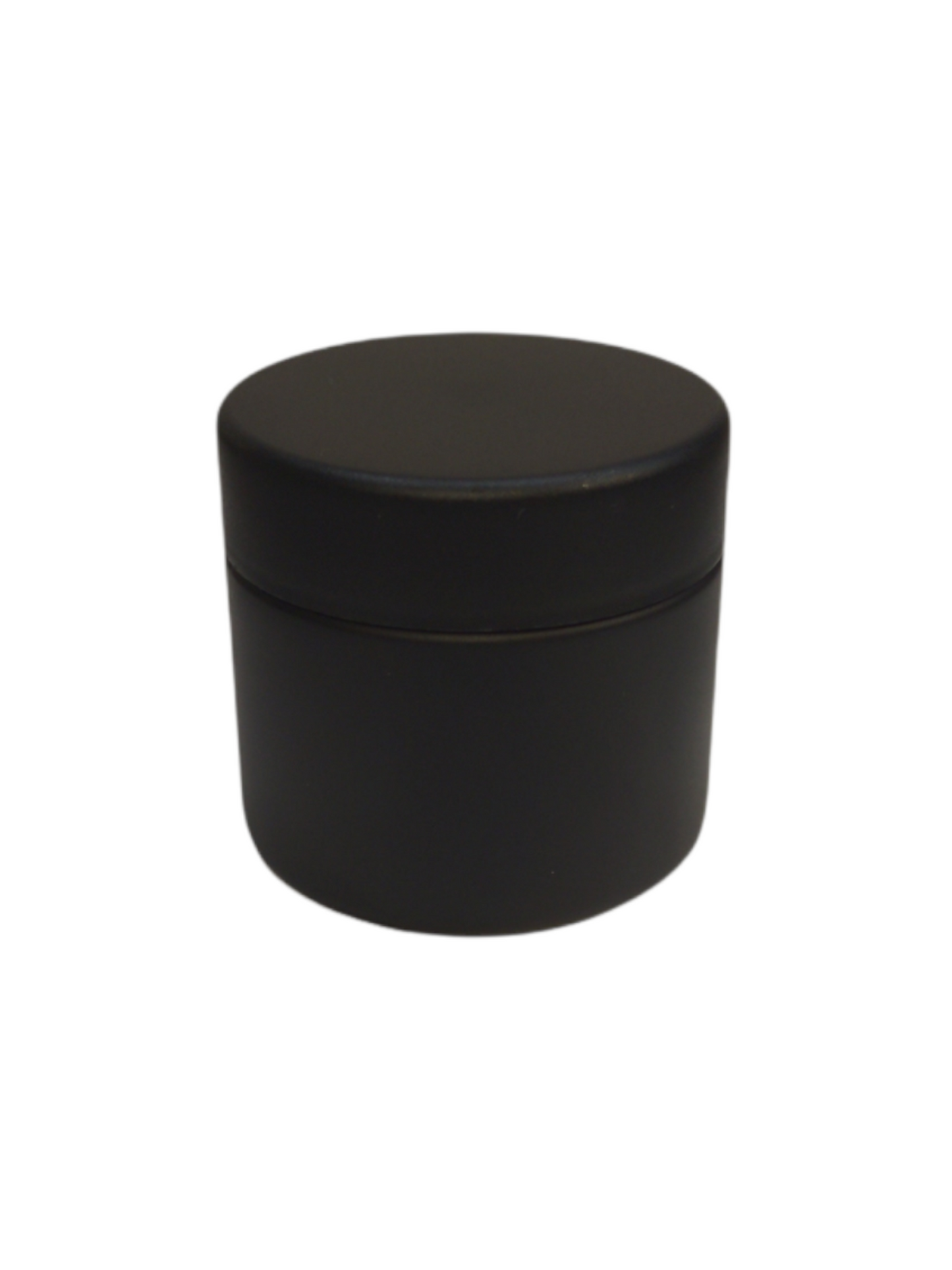 2 oz Child Resistant Glass Jar | Matte Black Jar w/ Black Plastic Screw Lid | 200pc Carton