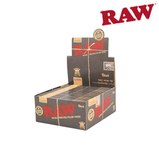 RAW Black King Size Slim Rolling Papers | 50 Pack Box