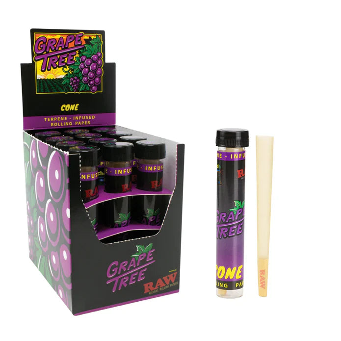 RAW x Orchard Beach | Grape Tree Terpene Infused Pre-Rolled Cone | King Size | 12 Pack Box
