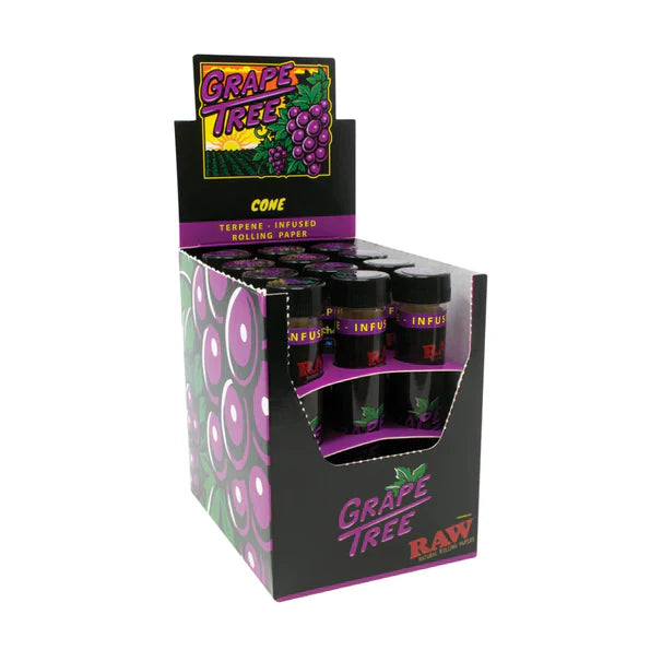 RAW x Orchard Beach | Grape Tree Terpene Infused Pre-Rolled Cone | King Size | 12 Pack Box
