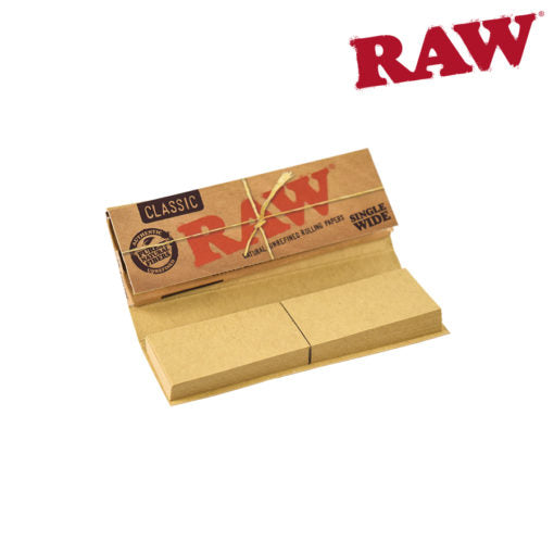 RAW Classic Connoisseur Papers | Size: Single Wide | w/ Papers & Tips | 24 Pack Box