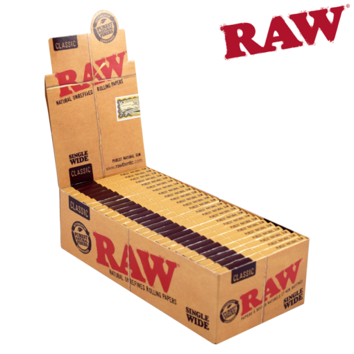 RAW Classic Single Wide Double Window Rolling Papers | 25 Pack Box