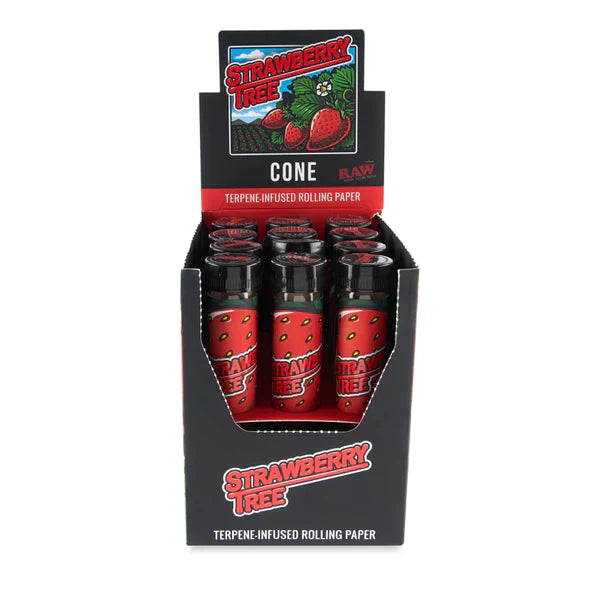 RAW x Orchard Beach | Strawberry Tree Terpene Infused Pre-Rolled Cone | King Size | 12 Pack Box