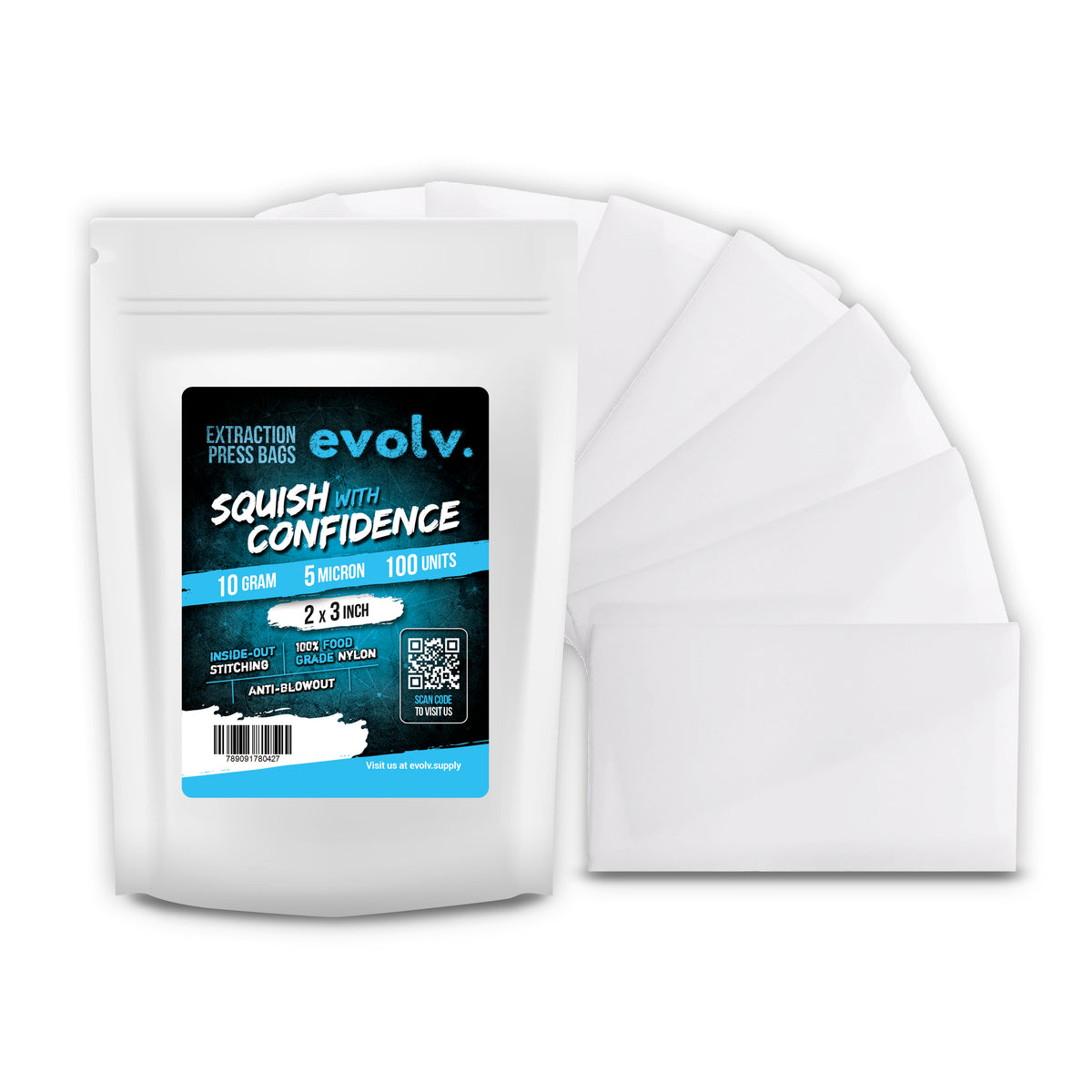 EVOLV Rosin Press Bags - 2" x 3" - 5u Micron | 100pc Pack