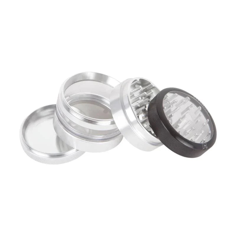 KANNASTÖR Clear Top & Jar Body Grinder | 4 Piece | 2.2" Silver
