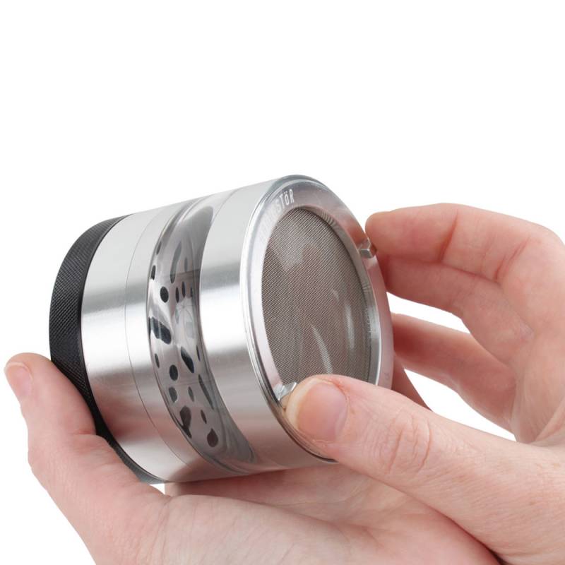 KANNASTÖR Clear Top & Jar Body Grinder | 4 Piece | 2.2" Silver
