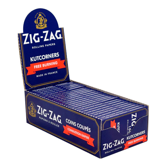 Zig Zag Blue Kutcorners Free Burning Rolling Papers | Size: Single Wide Double Window | 25 Pack Box