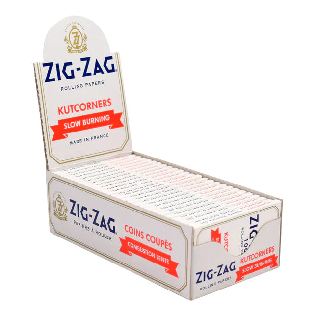 Zig Zag White Kutcorners Slow Burning Rolling Papers | Size: Single Wide Double Window | 25 Pack Box