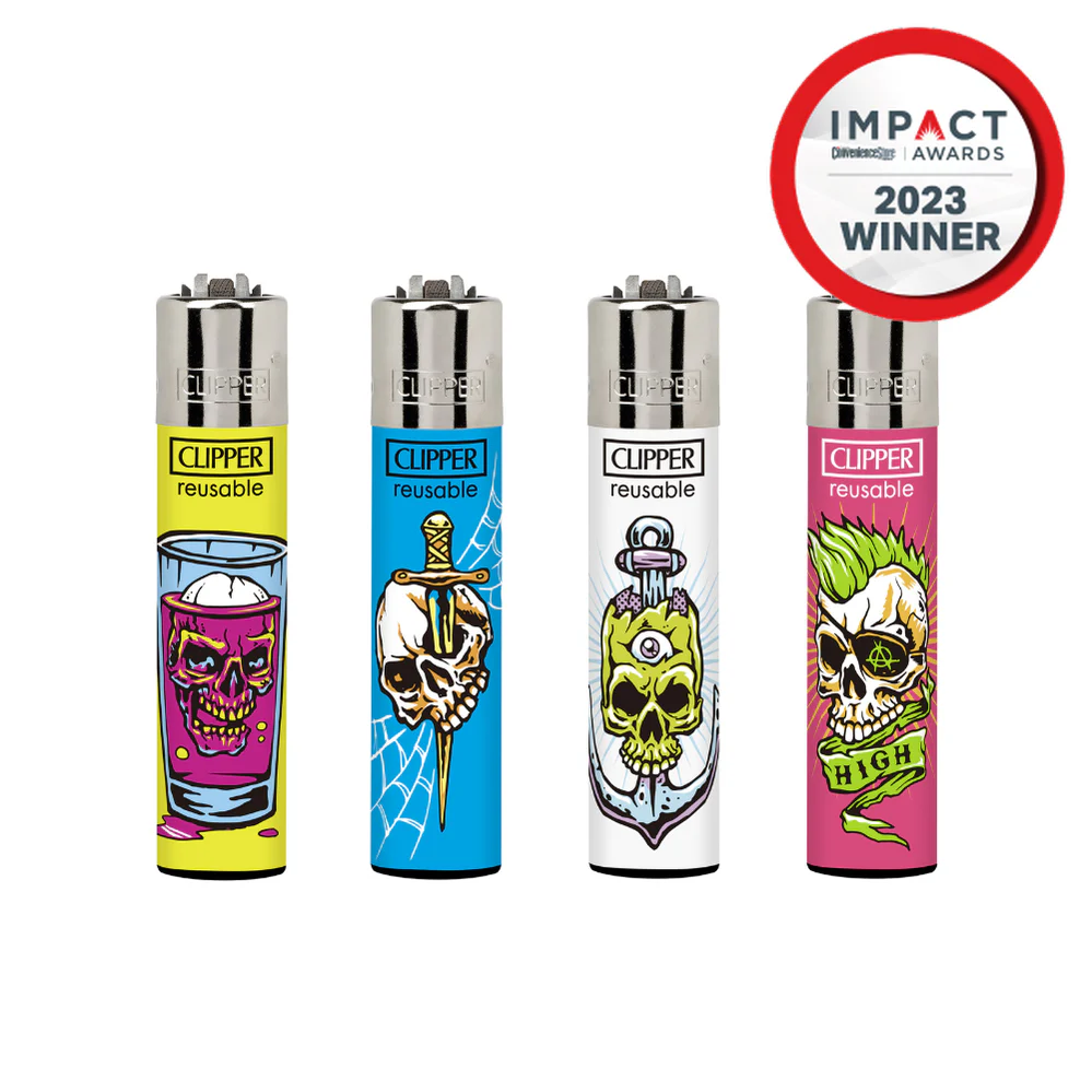 Clipper | Classic Large Lighter | Reusable | Bone Portraits | 48 Pack Tray