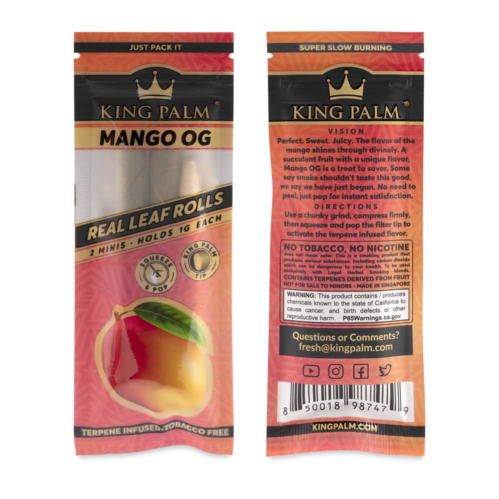 King Palm Wraps | Mini Pre-Rolled Cones | Mango OG | 20 Pack Box