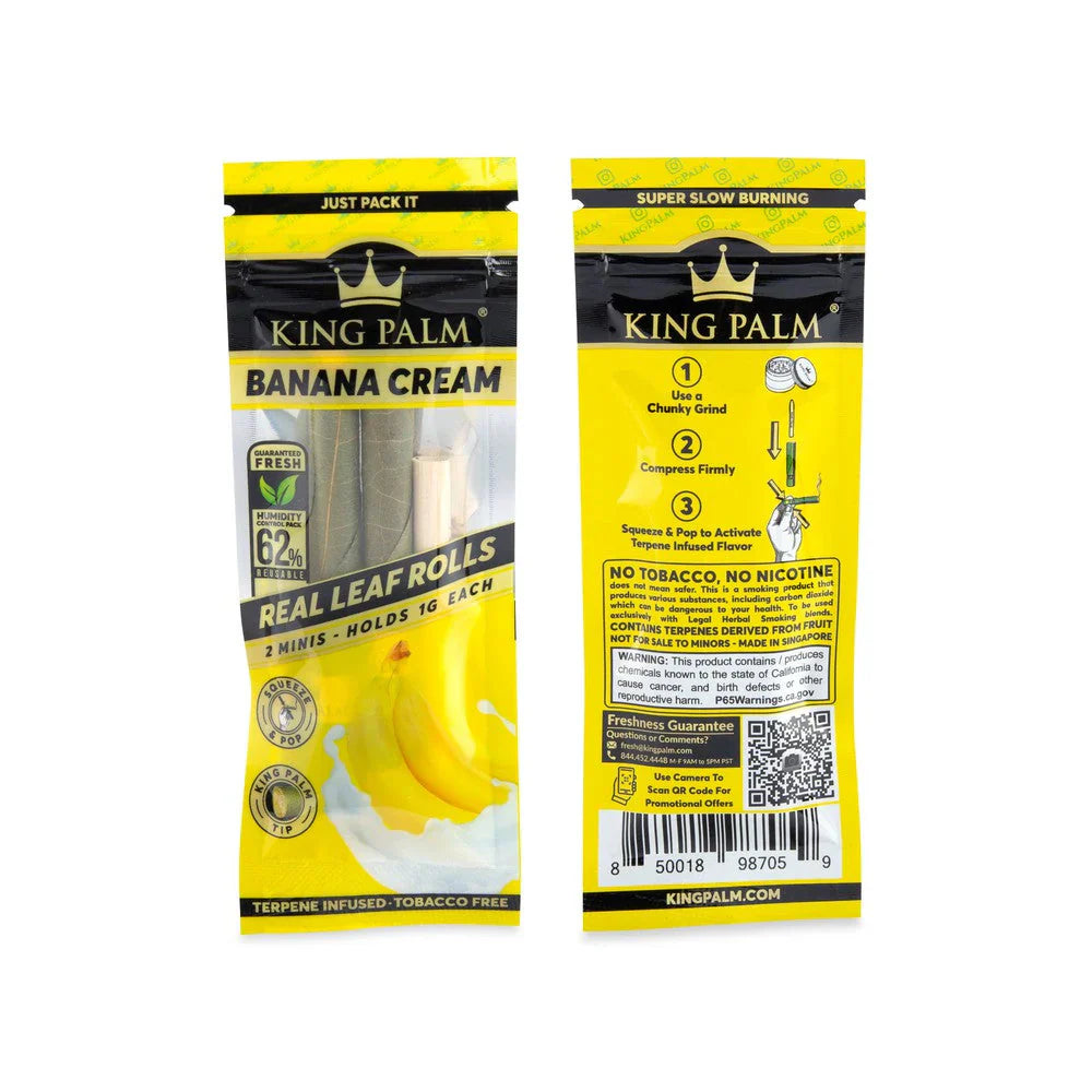 King Palm Wraps | Mini Pre-Rolled Cones | Banana Cream | 20 Pack Box