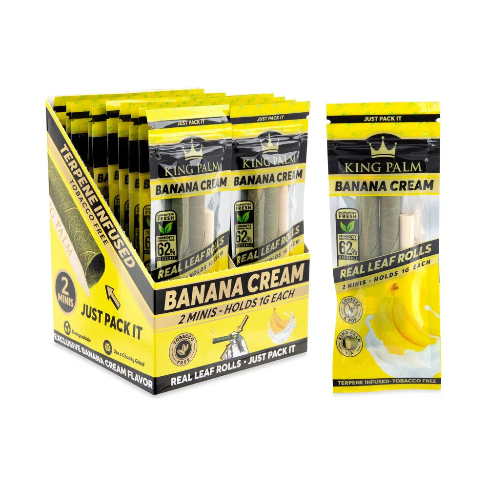 King Palm Wraps | Mini Pre-Rolled Cones | Banana Cream | 20 Pack Box