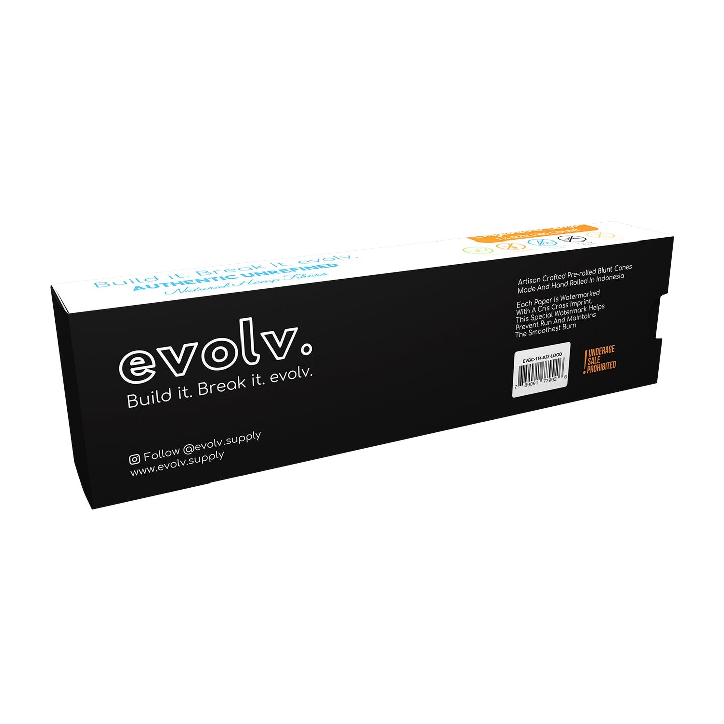 Evolv Pre-Rolled Blunt Cones | 1 1/4 Size: 84mm/ 26mm | 32/Pack
