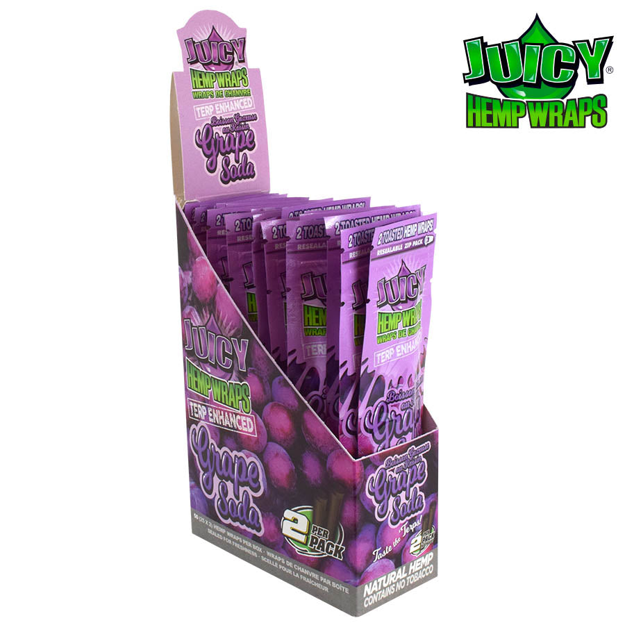 Juicy Terp Enhanced Hemp Wraps | Grape Soda | 50 Wrap Box