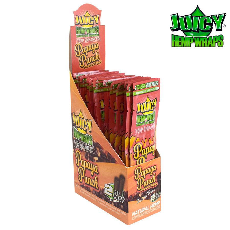 Juicy Terp Enhanced Hemp Wraps | Papaya Punch | 50 Wrap Box