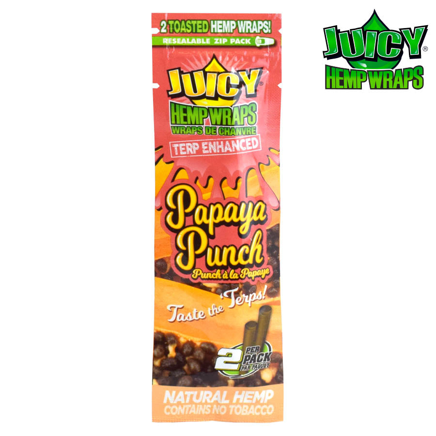 Juicy Terp Enhanced Hemp Wraps | Papaya Punch | 50 Wrap Box