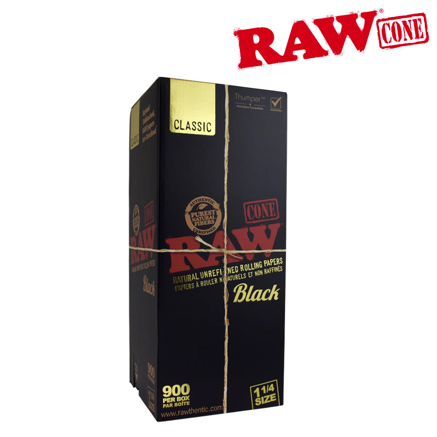 RAW Black Natural Unrefined Pre-Rolled Cones 1 1/4 | 900/PACK