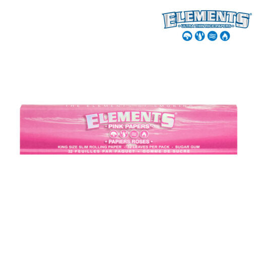 Elements Pink Rolling Papers | King Size Slim | 50 Pack Box